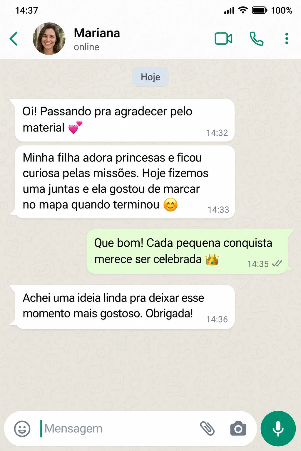 Conversa sobre interesse pelas missões