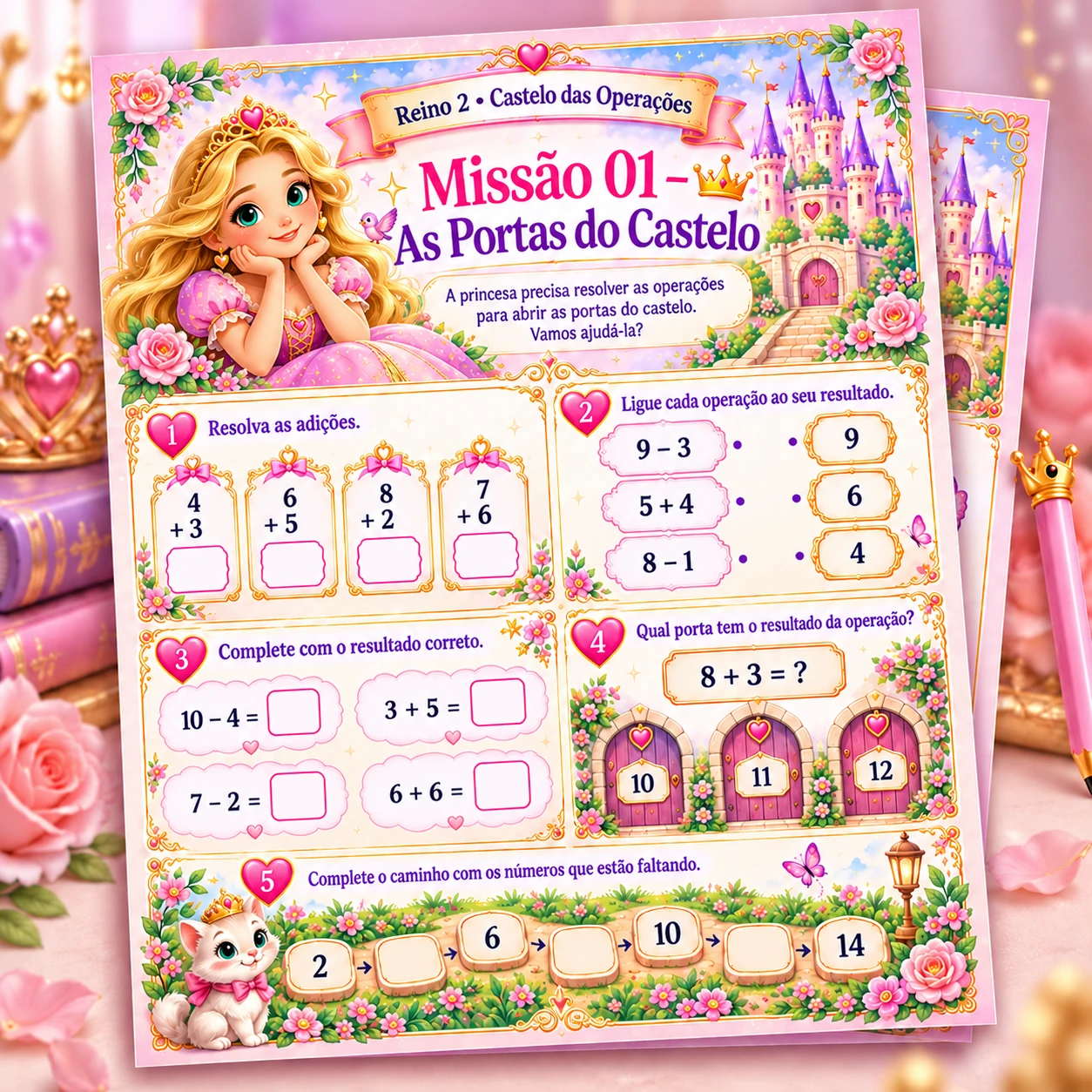 Reino 2 — Castelo das Operações: missão matemática ilustrada